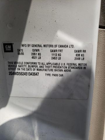 Photo 10 from auction – 2005 BUICK LACROSSE with VIN 2G4WD562451343647