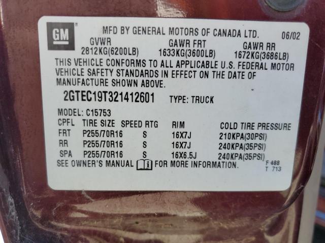 Photo 10 from auction – 2002 CHEVROLET SILVERADO with VIN 2GTEC19T321412601