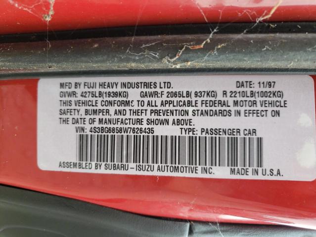 Photo 10 from auction – 1998 SUBARU LEGACY 30T with VIN 4S3BG6858W7626435