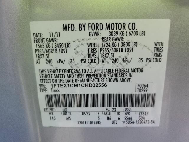 Photo 10 from auction – 2012 FORD F150 SUPER with VIN 1FTEX1CM1CKD02556