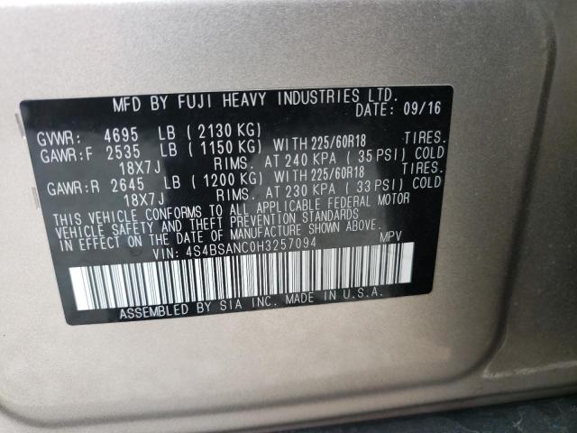 Фото 10 с аукциона – 2017 SUBARU OUTBACK 2. с VIN 4S4BSANC0H3257094