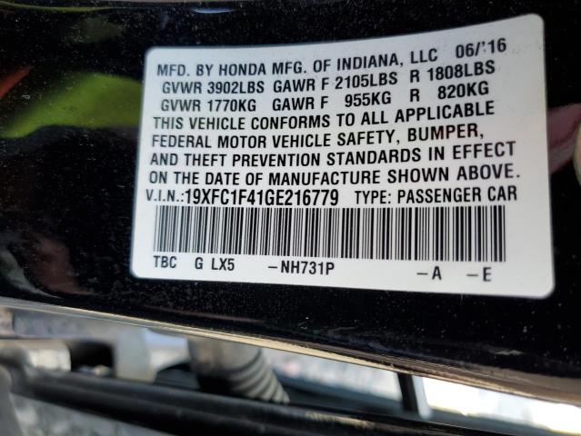 Photo 10 from auction – 2016 HONDA CIVIC EX with VIN 19XFC1F41GE216779