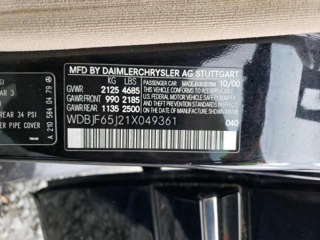 Photo 10 from auction – 2001 MERCEDES-BENZ E 320 with VIN WDBJF65J21X049361