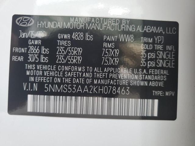 Photo 10 from auction – 2019 HYUNDAI SANTA FE L with VIN 5NMS53AA2KH078463