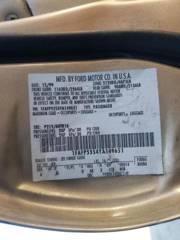 Photo 10 from auction – 2000 FORD TAURUS SES with VIN 1FAFP55S4YA149651