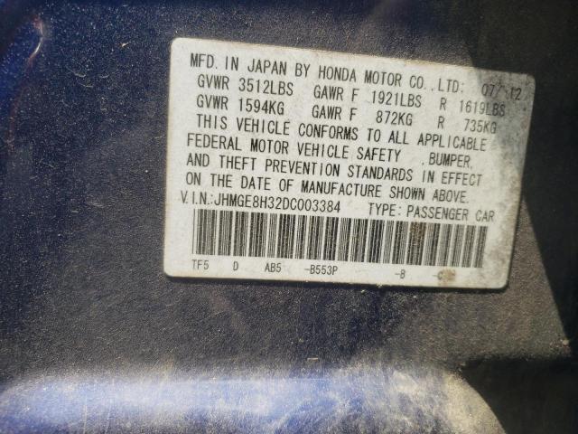 Photo 10 from auction – 2013 HONDA FIT with VIN JHMGE8H32DC003384
