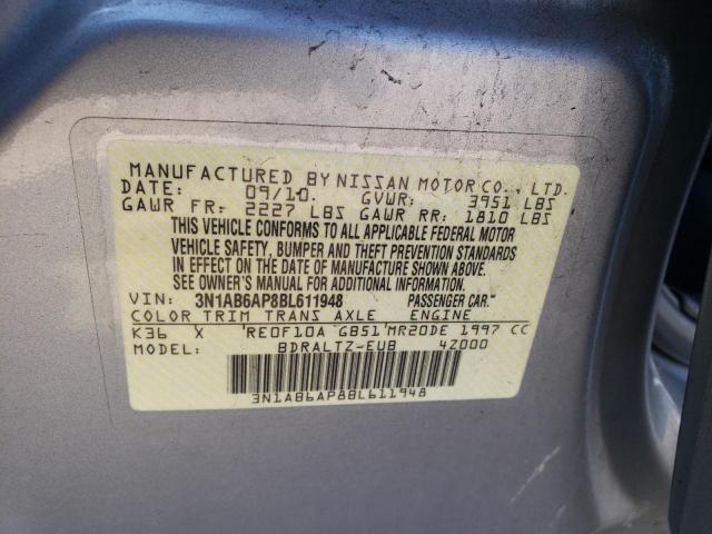 Photo 10 from auction – 2011 NISSAN SENTRA 2.0 with VIN 3N1AB6AP8BL611948