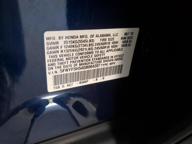Photo 10 from auction – 2016 HONDA PILOT EXL with VIN 5FNYF5H54GB004207