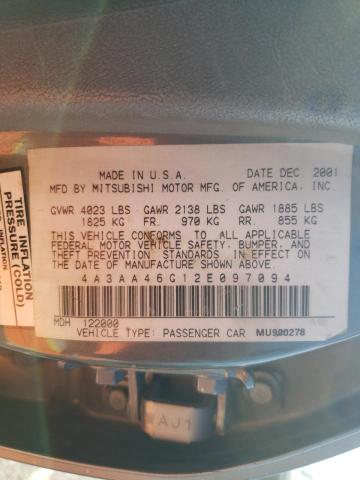 Photo 10 from auction – 2002 MITSUBISHI GALANT ES with VIN 4A3AA46G12E097094
