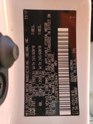 Photo 10 from auction – 2018 TOYOTA HIGHLANDER with VIN 5TDJZRFH1JS804477