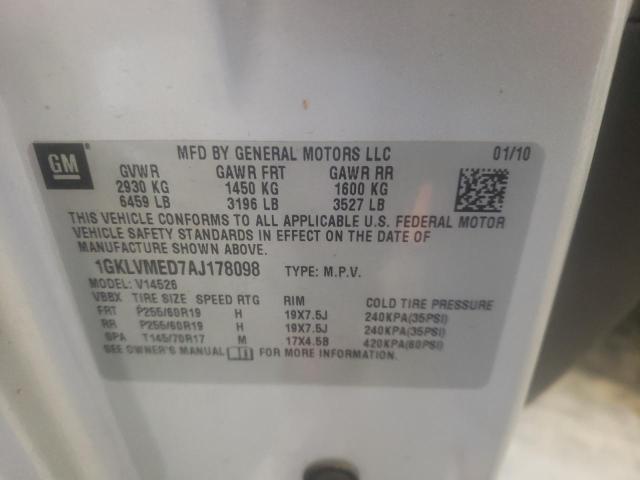 Photo 10 from auction – 2010 GMC ACADIA SLT with VIN 1GKLVMED7AJ178098