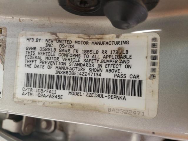 Photo 10 from auction – 2004 TOYOTA COROLLA CE with VIN 1NXBR38E14Z247134