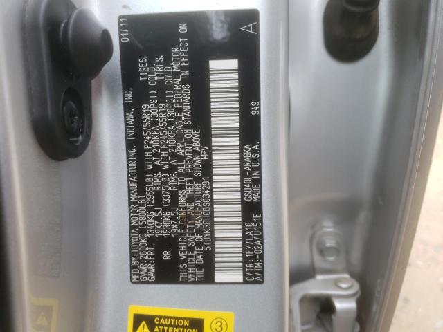 Photo 10 from auction – 2011 TOYOTA HIGHLANDER with VIN 5TDYK3EH0BS034291