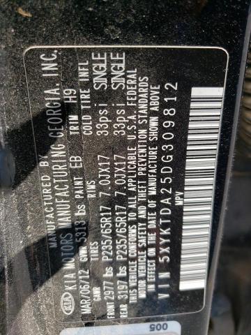 Photo 10 from auction – 2013 KIA SORENTO LX with VIN 5XYKTDA25DG309812