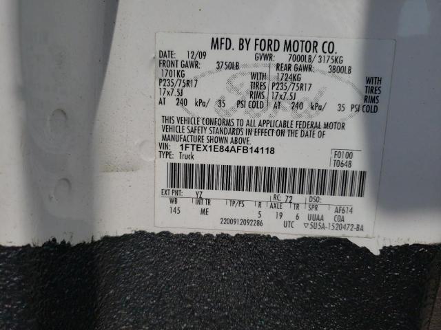 Photo 10 from auction – 2010 FORD F150 SUPER with VIN 1FTEX1E84AFB14118