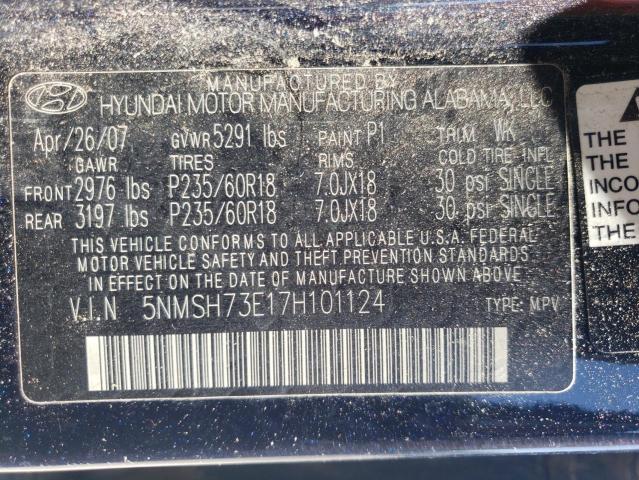 Photo 10 from auction – 2007 HYUNDAI SANTA FE S with VIN 5NMSH73E17H101124