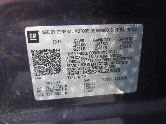 Photo 10 from auction – 2019 CHEVROLET TRAX LS with VIN 3GNCJKSB2KL223030