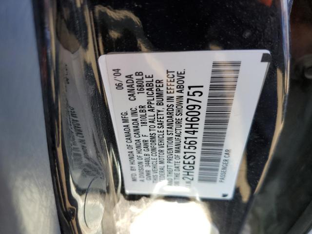 Photo 10 from auction – 2004 HONDA CIVIC LX with VIN 2HGES15614H609751