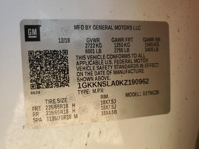 Photo 10 from auction – 2019 GMC ACADIA SLE with VIN 1GKKNSLA0KZ190962