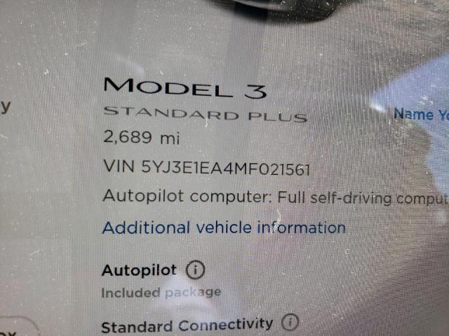 Photo 8 from auction – 2021 TESLA MODEL 3 with VIN 5YJ3E1EA4MF021561