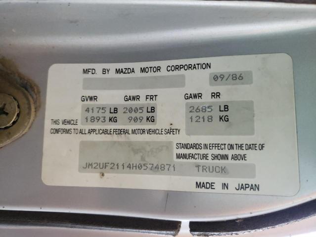 Photo 10 from auction – 1987 MAZDA B2000 LONG with VIN JM2UF2114H0574871