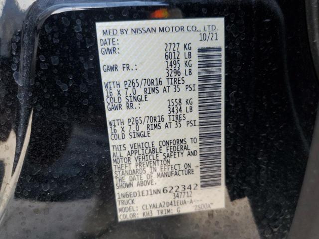 Photo 10 from auction – 2022 NISSAN FRONTIER S with VIN 1N6ED1EJ1NN622342