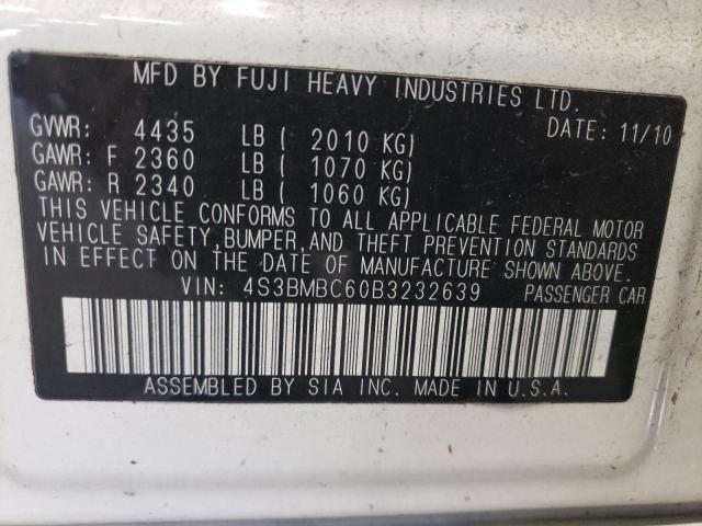Photo 10 from auction – 2011 SUBARU LEGACY 2.5 with VIN 4S3BMBC60B3232639