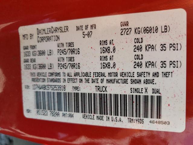 Photo 10 from auction – 2007 DODGE DAKOTA QUA with VIN 1D7HW48K97S253918