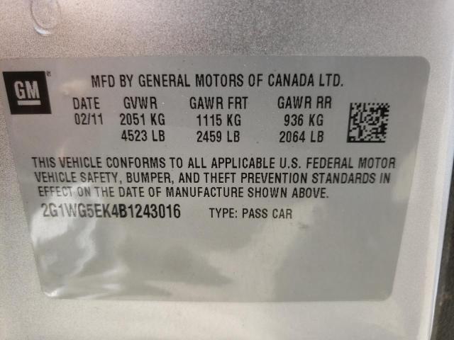 Photo 10 from auction – 2011 CHEVROLET IMPALA LT with VIN 2G1WG5EK4B1243016