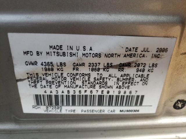Photo 10 from auction – 2007 MITSUBISHI GALANT ES with VIN 4A3AB36F67E019867