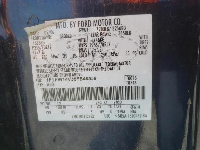 Photo 10 from auction – 2006 FORD F150 SUPER with VIN 1FTPW14V36FB48559