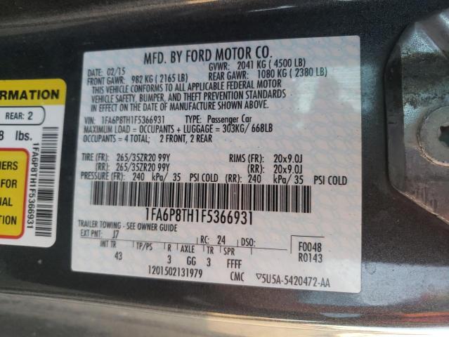 Zdjęcie 10 z aukcji – 2015 FORD MUSTANG z VIN 1FA6P8TH1F5366931