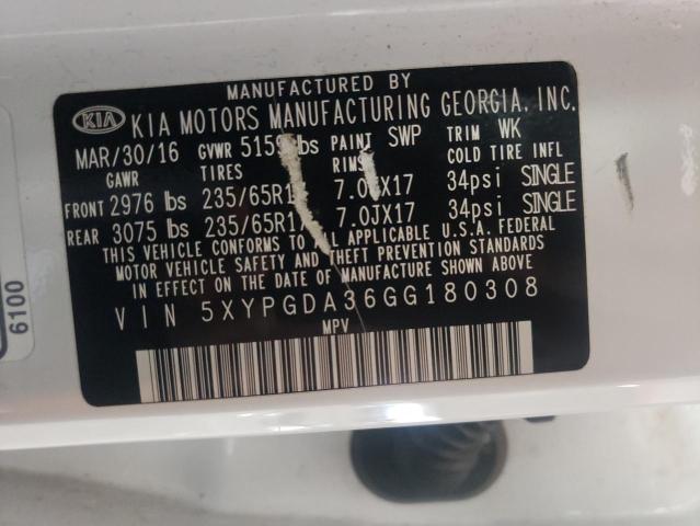 Photo 10 from auction – 2016 KIA SORENTO LX with VIN 5XYPGDA36GG180308