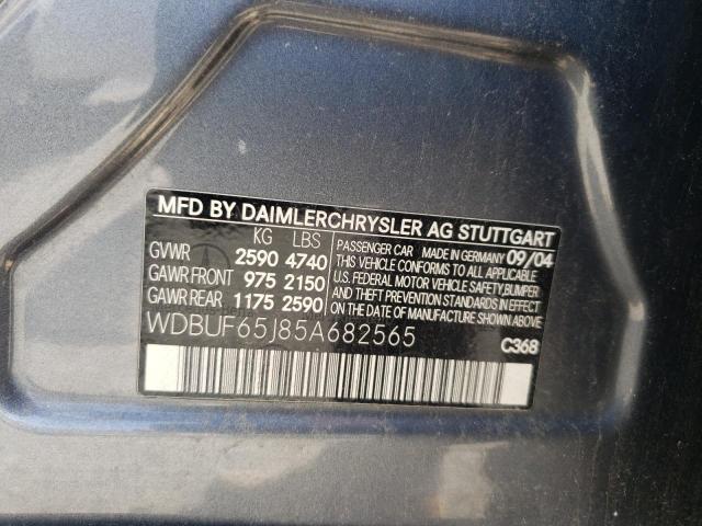 Photo 10 from auction – 2005 MERCEDES-BENZ E 320 with VIN WDBUF65J85A682565