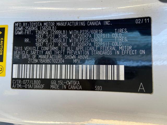 Photo 10 from auction – 2011 LEXUS RX 350 with VIN 2T2BK1BA9BC102304