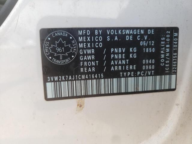 Photo 10 from auction – 2012 VOLKSWAGEN JETTA BASE with VIN 3VW2K7AJ1CM416415