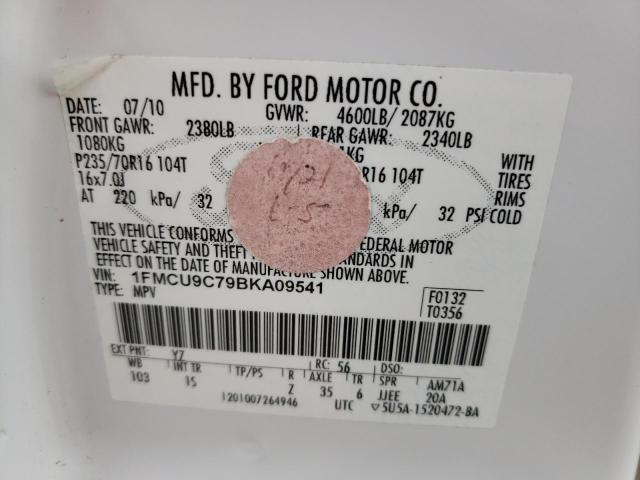 Photo 10 from auction – 2011 FORD ESCAPE XLS with VIN 1FMCU9C79BKA09541