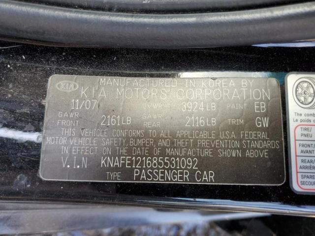 Photo 10 from auction – 2008 KIA SPECTRA EX with VIN KNAFE121685531092