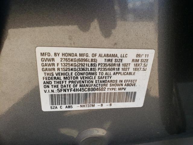 Photo 10 from auction – 2012 HONDA PILOT EX with VIN 5FNYF4H45CB004602