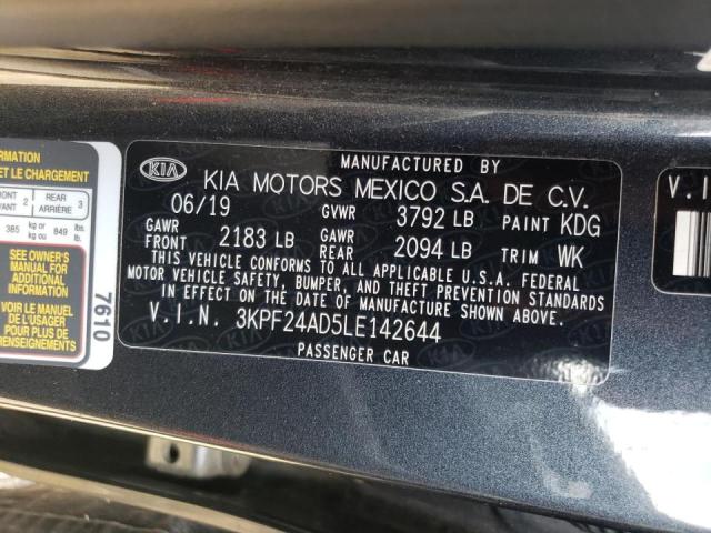 Photo 10 from auction – 2020 KIA FORTE FE with VIN 3KPF24AD5LE142644