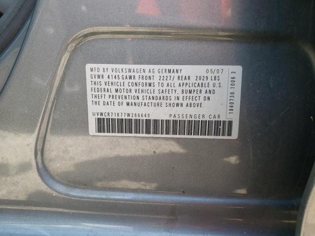 Photo 10 from auction – 2007 VOLKSWAGEN RABBIT with VIN WVWCR71K77W266649