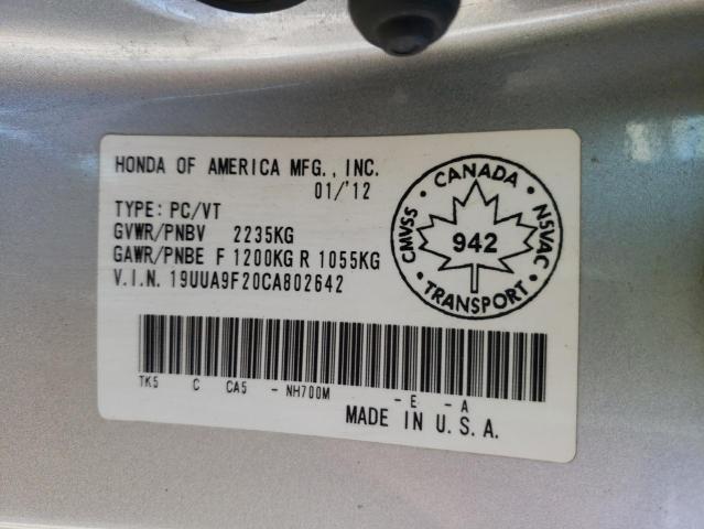 Photo 10 from auction – 2012 ACURA TL with VIN 19UUA9F20CA802642