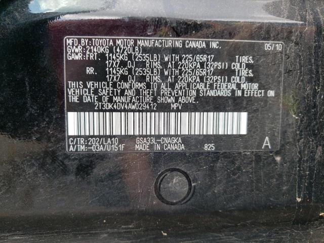 Photo 10 from auction – 2010 TOYOTA RAV4 LIMIT with VIN 2T3DK4DV4AW029412