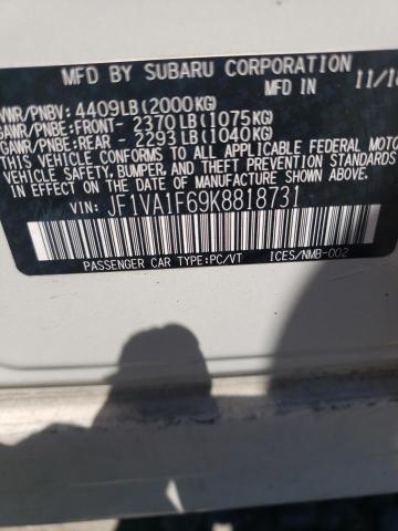 Photo 10 from auction – 2019 SUBARU WRX PREMIU with VIN JF1VA1F69K8818731