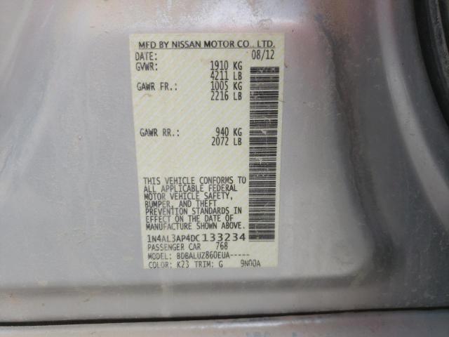 Photo 10 from auction – 2013 NISSAN ALTIMA 2.5 with VIN 1N4AL3AP4DC133234