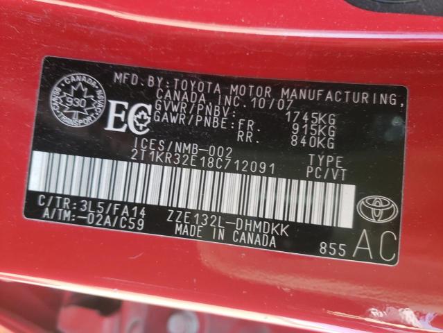 Photo 10 from auction – 2008 TOYOTA COROLLA MA with VIN 2T1KR32E18C712091