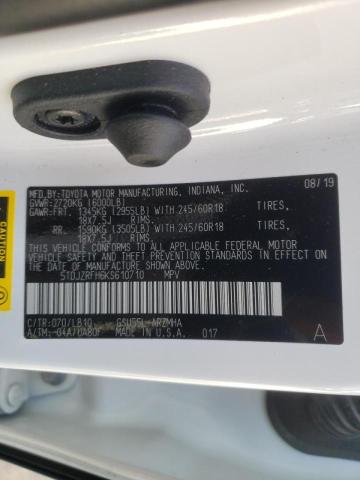 Photo 10 from auction – 2019 TOYOTA HIGHLANDER with VIN 5TDJZRFH6KS610710