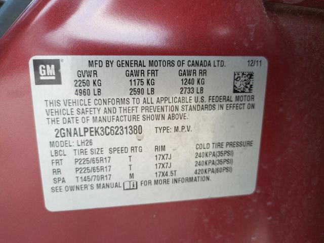 Photo 10 from auction – 2012 CHEVROLET EQUINOX LT with VIN 2GNALPEK3C6231380