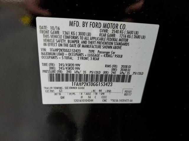 Photo 10 from auction – 2016 FORD TAURUS SHO with VIN 1FAHP2KT0GG153423
