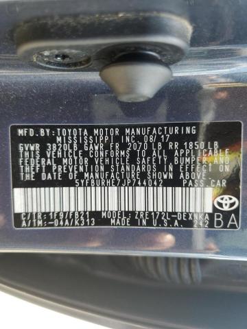 Photo 10 from auction – 2018 TOYOTA COROLLA L with VIN 5YFBURHE7JP744042